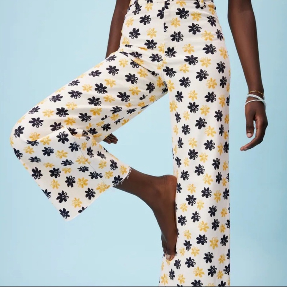NWT ZARA MARINE STRAIGHT DENIM IN DAISY PRINT